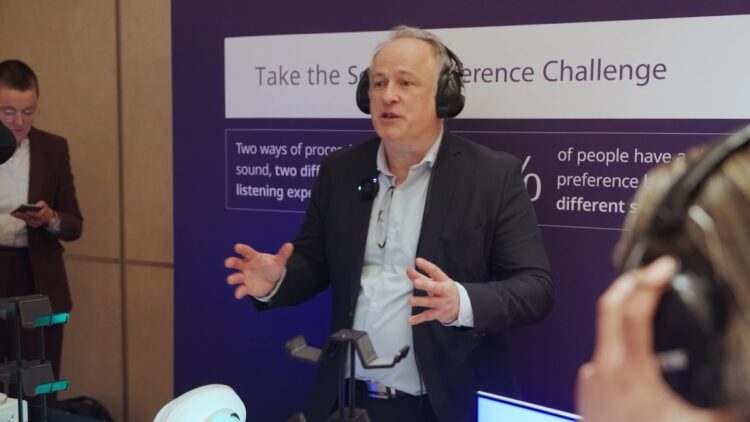 Peter McKinnon, WSA's head of product, brand and marketing strategy, performs a Sound Preference demonstration at the inaugural WSA Innovation Expo. Image: WSA.