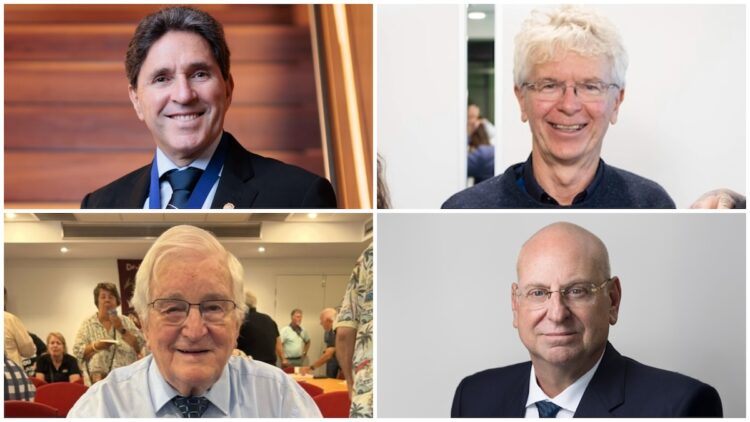 King's Birthday 2026 Honours recipients in the hearing care sector - clockwise, from top left - Professor Raymond Sacks, Emeritus Professor Richard Dowell, David Dinte and John Flynn. Images: RACS, RVEEH, NextSense and Deaf Connect.