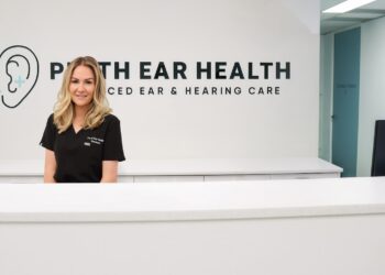 Australia's first audiologist/nurse practitioner Shannon Pereira in her new clinic, Perth Ear Health. Image: Shannon Pereira.